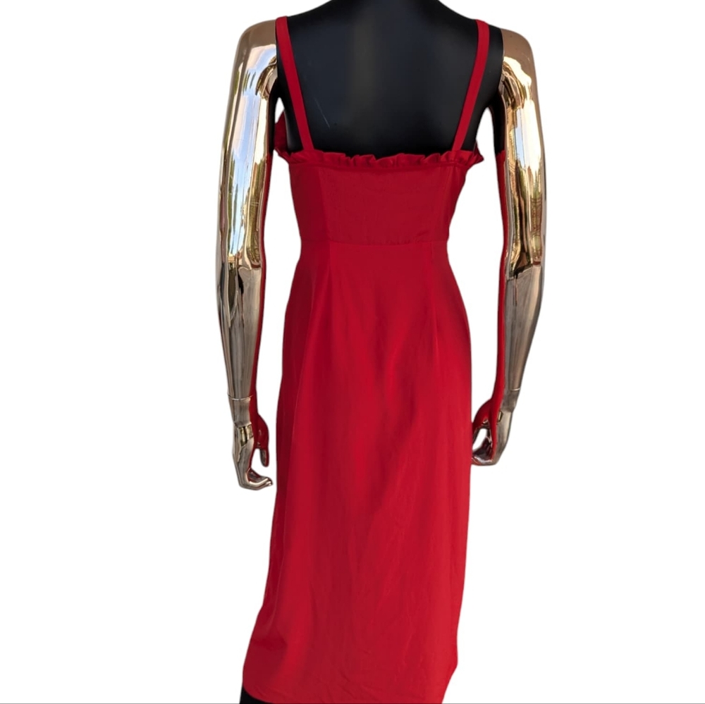 🌹 Topshop Red Sweet Heart Maxi Dress Sleeveless, Button Down - Picture 3 of 12